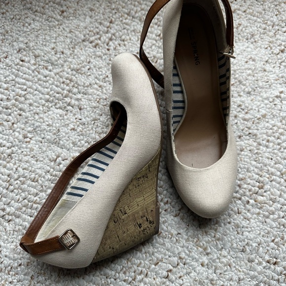 Call It Spring Shoes - Call It Spring beige and cork wedges size 10